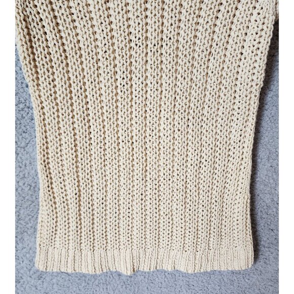 LOFT Women's Short Sleeve V Neck Pullover Sweater Open Knit Acrylic Beige Size S - Picture 4 of 10